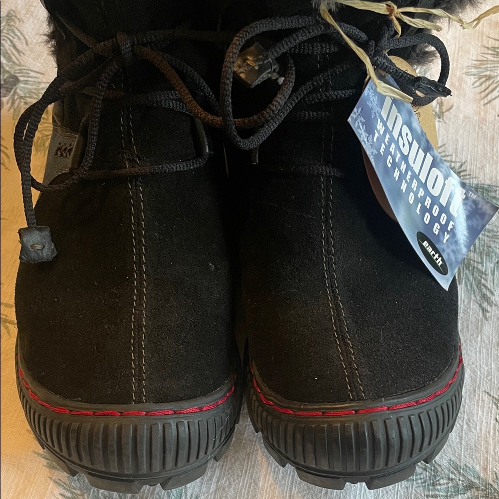 Earth Black Leather Winter Boots with Faux Fur Trim Size 7 - Picture 8 of 10